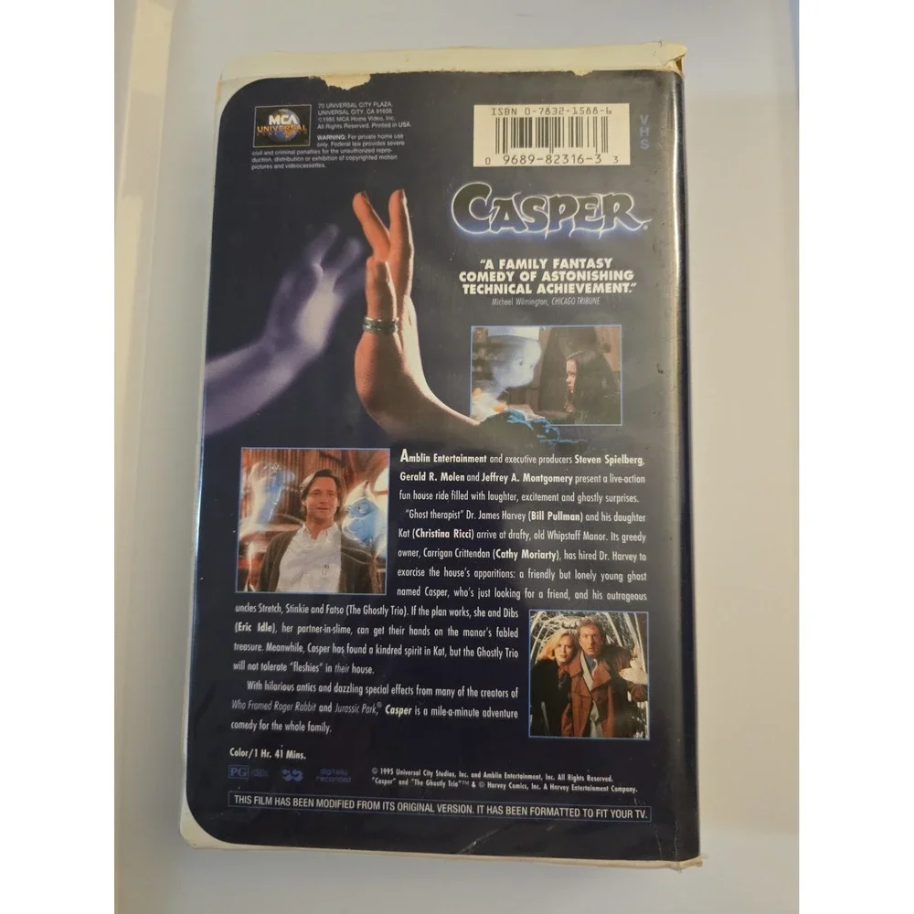 Vintage 1995 MCA Universal Home Video Casper VHS PG Clamshell Fantasy Comedy